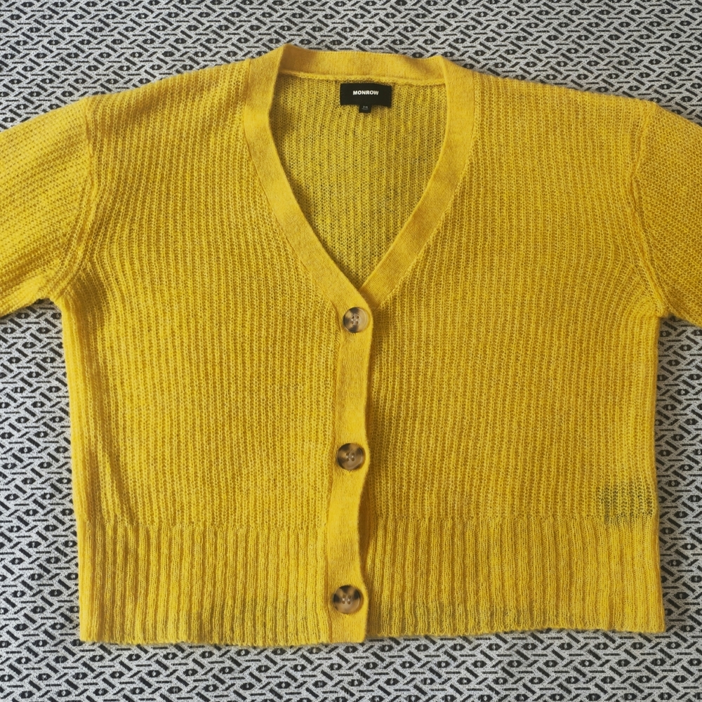 Monrow Bright Yellow Cardigan Sweater